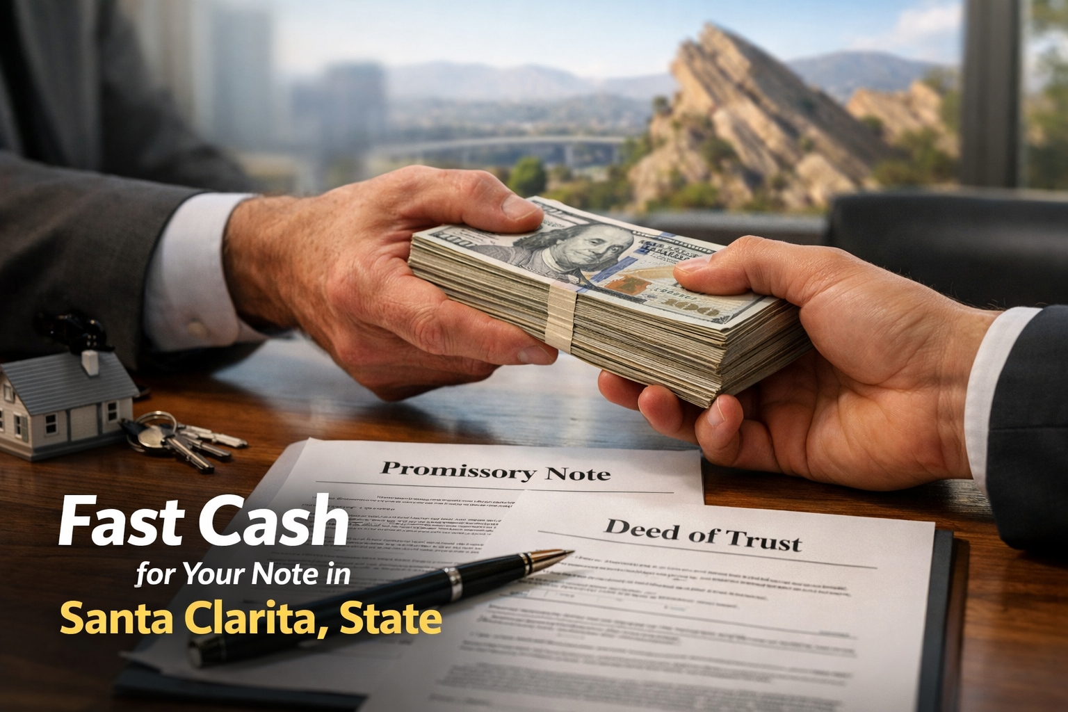 Cash exchange for promissory note and deed of trust in Santa Clarita real estate transaction