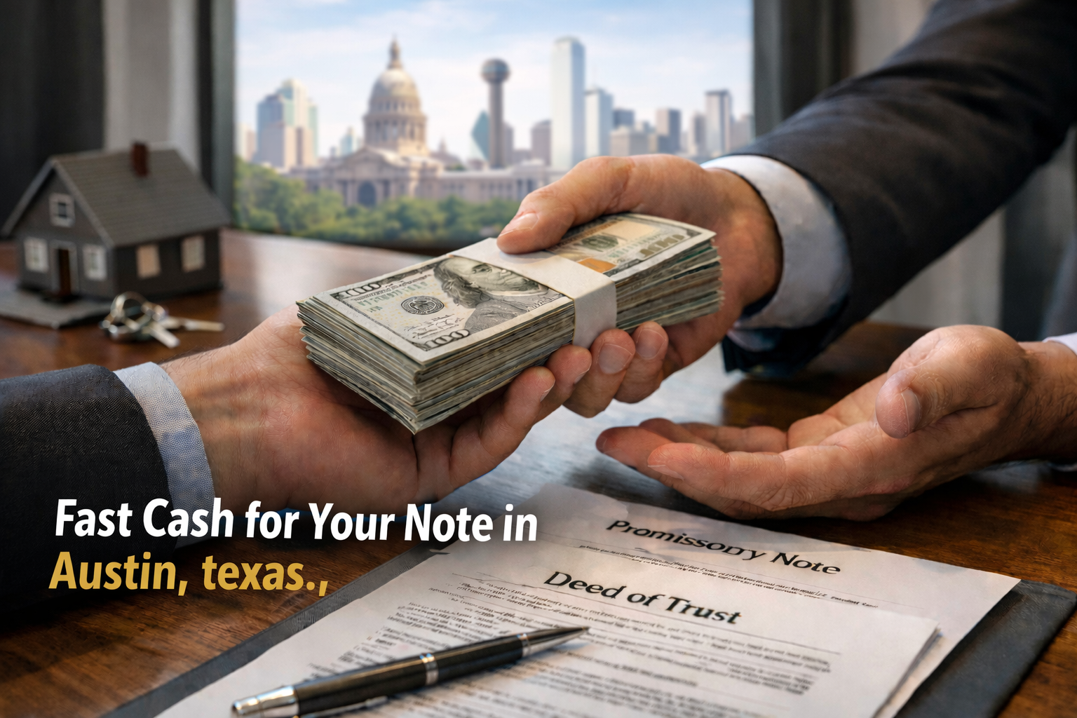 Cash exchange for promissory note and deed of trust in Austin Texas real estate closing