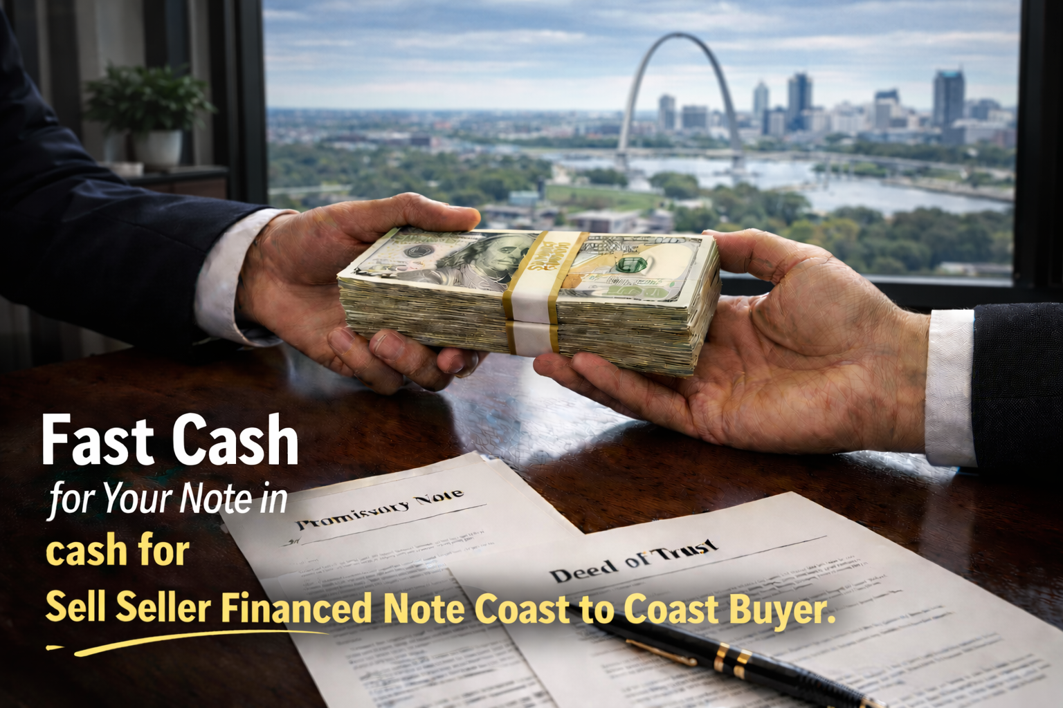 Cash exchange for promissory note and deed of trust for sellers looking to sell a seller financed note nationwide.