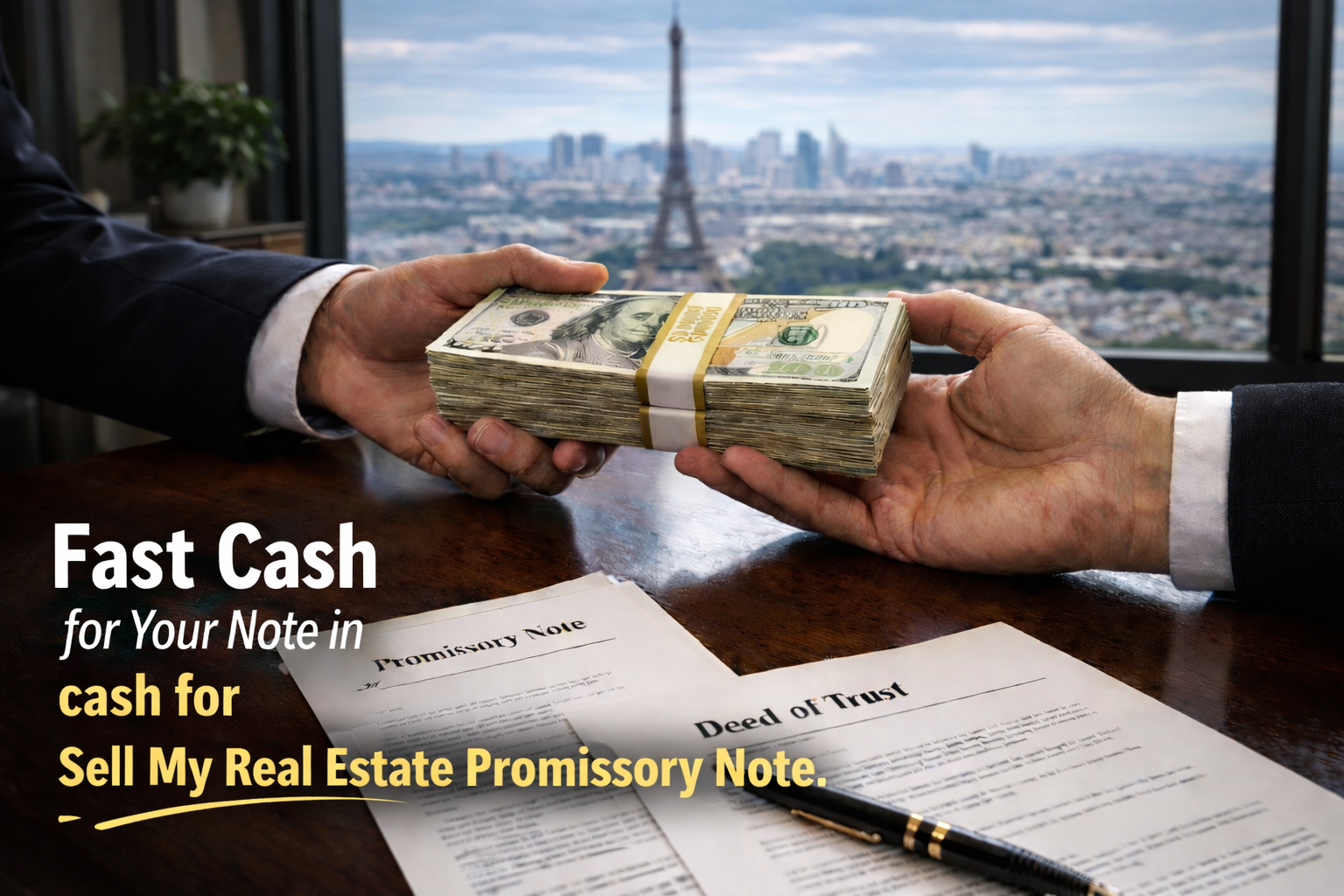 Cash exchange for promissory note and deed of trust for sellers looking to sell my real estate promissory note.