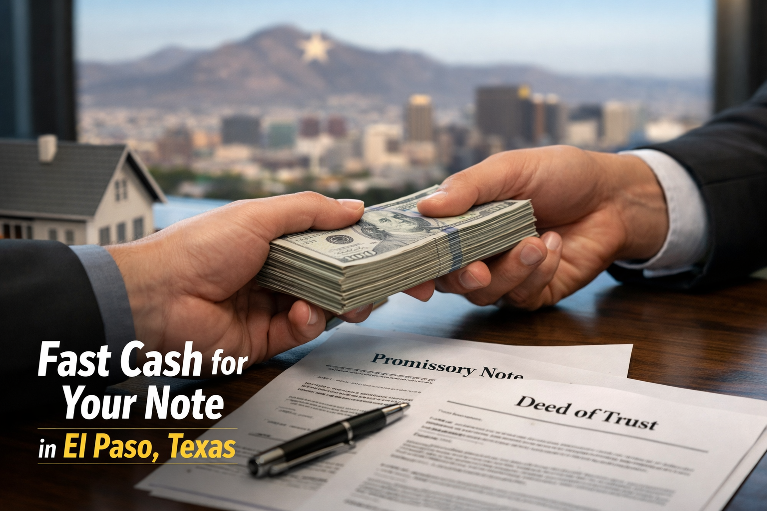 Cash exchange for promissory note and deed of trust in El Paso, Texas real estate closing