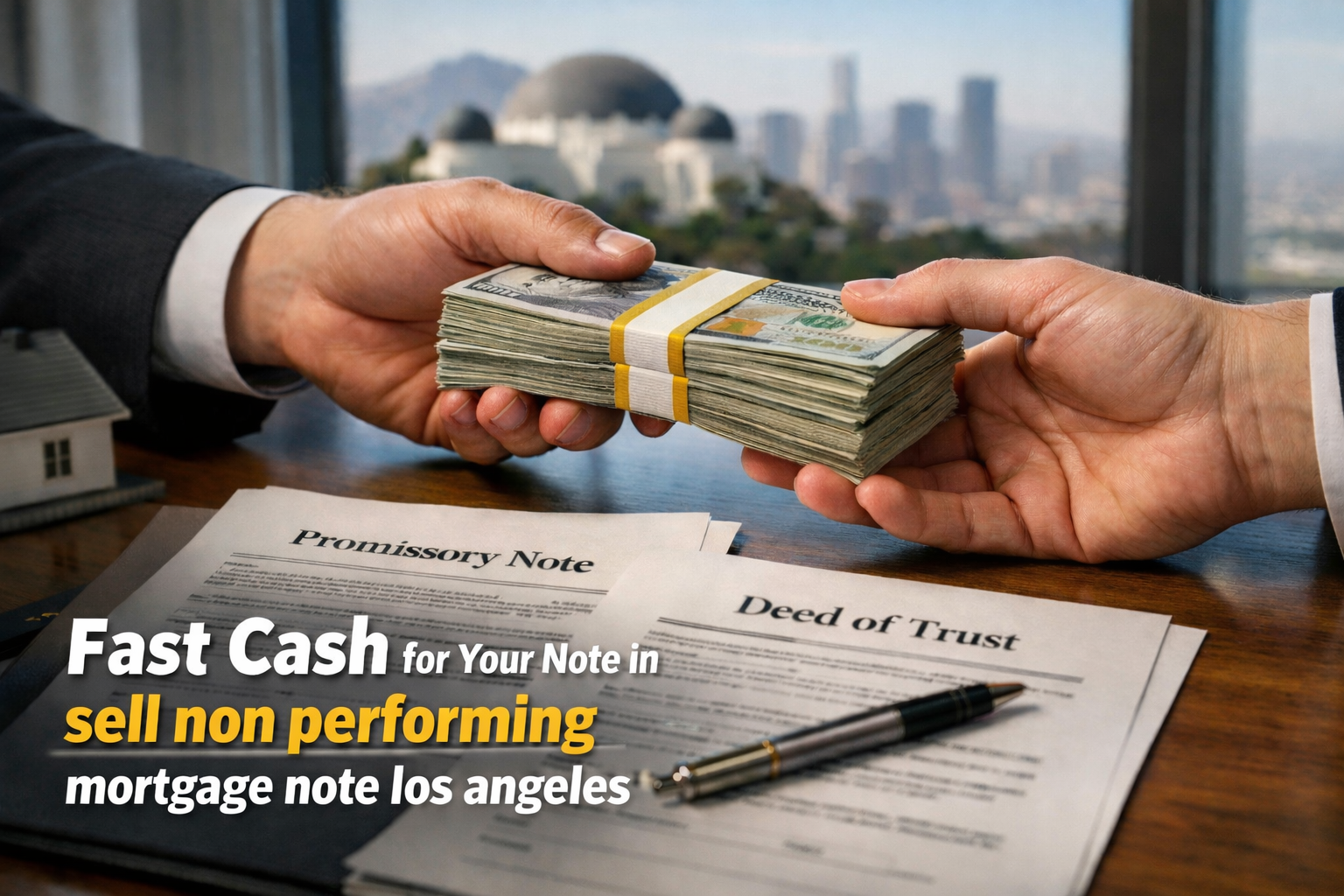 Cash exchange for promissory note and deed of trust for non performing Los Angeles real estate note.