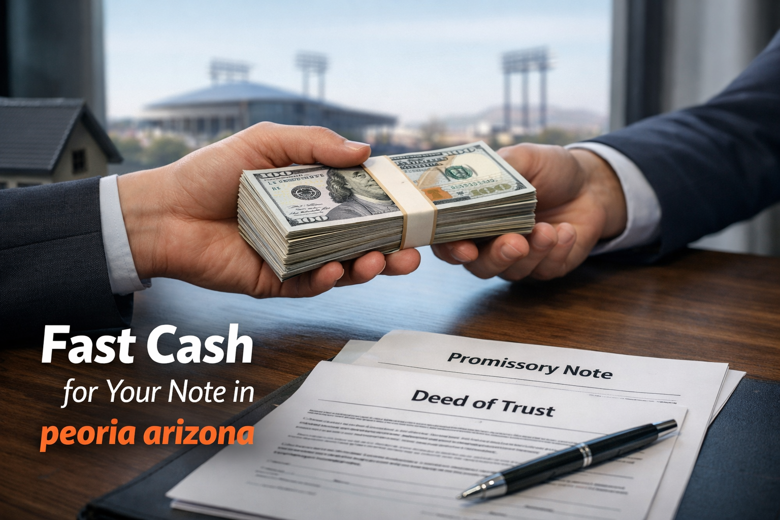 ash exchange for promissory note and deed of trust during a real estate note sale in Peoria Arizona.