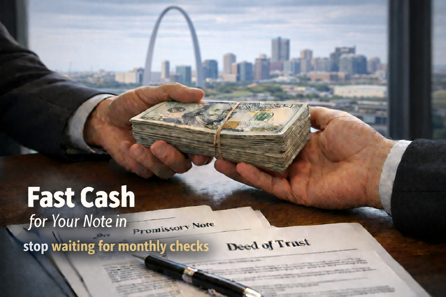Cash exchange for promissory note and deed of trust to stop waiting for monthly payments.