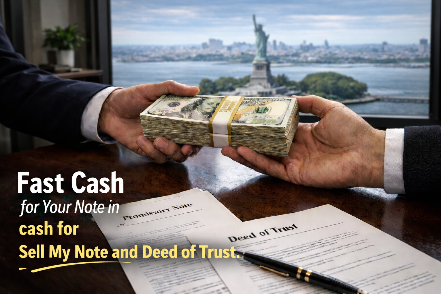 Cash exchange for promissory note and deed of trust for sellers looking to sell my note and deed of trust.