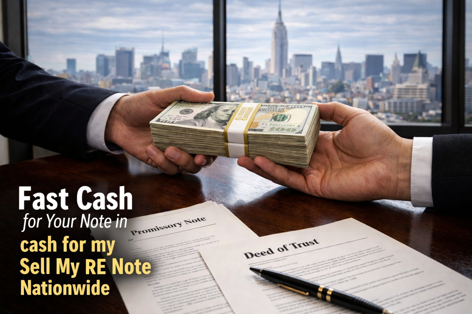 Cash exchange for promissory note and deed of trust for sellers looking to sell my RE note nationwide.