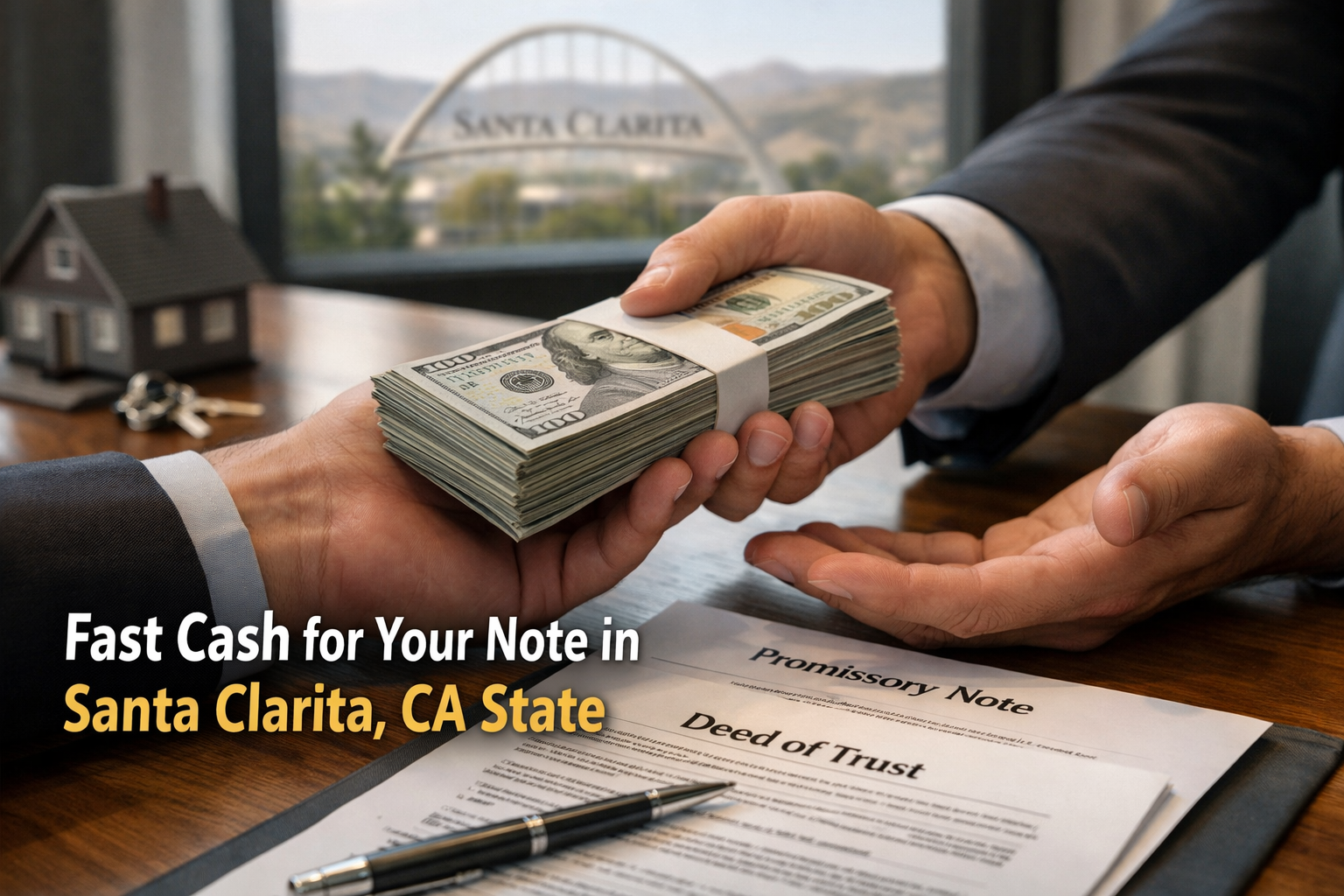 Cash exchange for promissory note and deed of trust in Santa Clarita CA closing