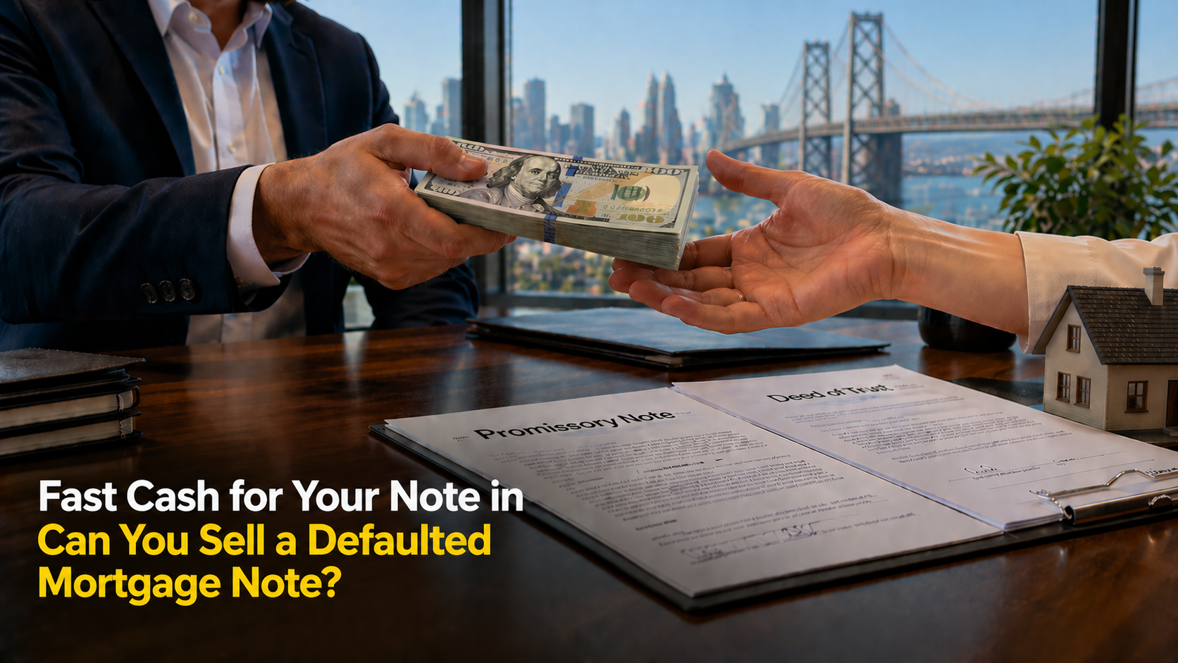 Cash exchange for promissory note and deed of trust on defaulted mortgage note sale Malibu CA.