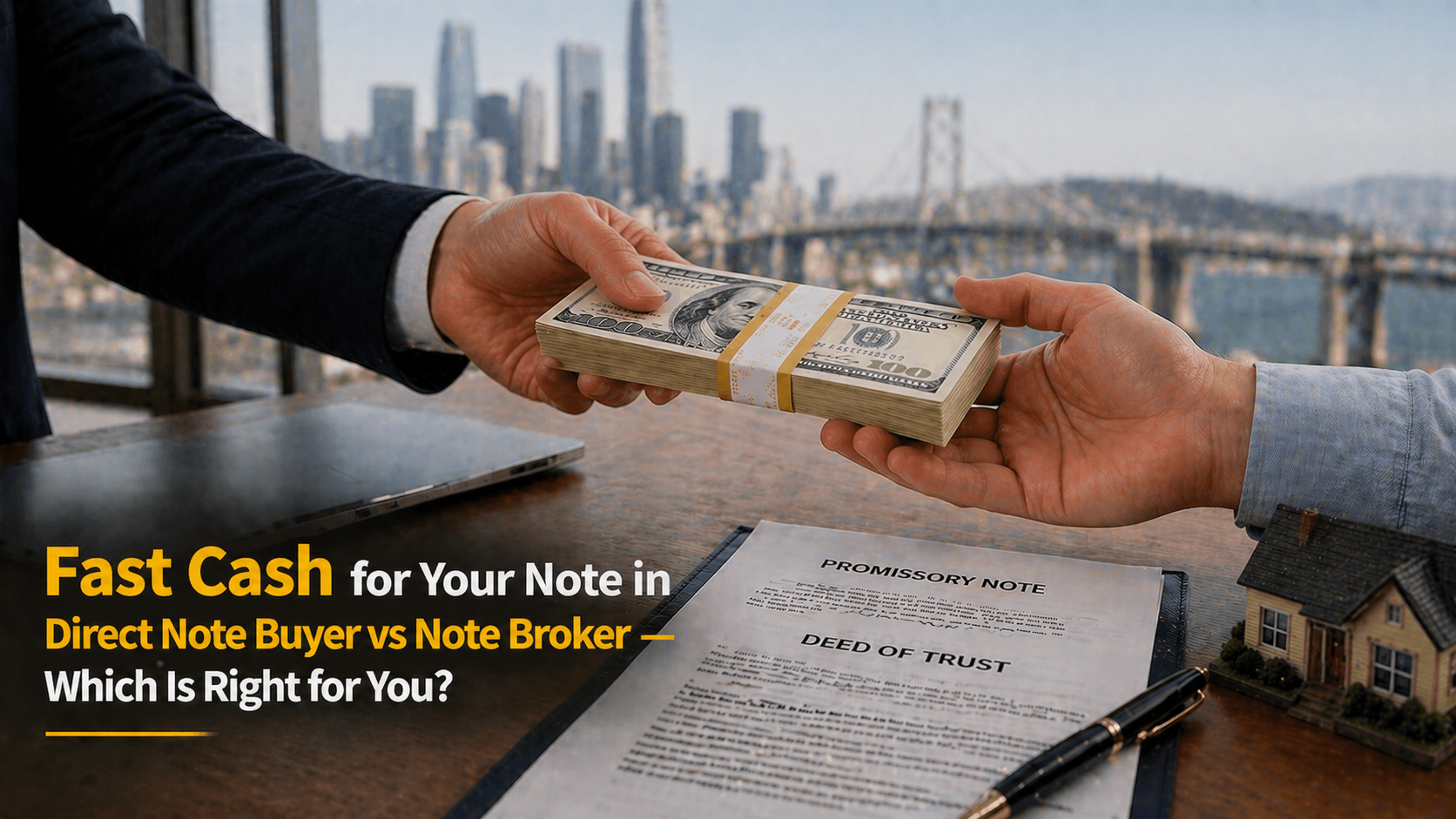 Cash exchange for promissory note and deed of trust direct buyer vs broker Malibu CA.