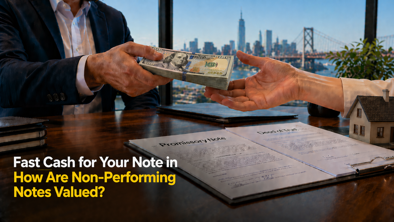 Cash exchange for promissory note and deed of trust valuing non-performing notes Malibu CA.