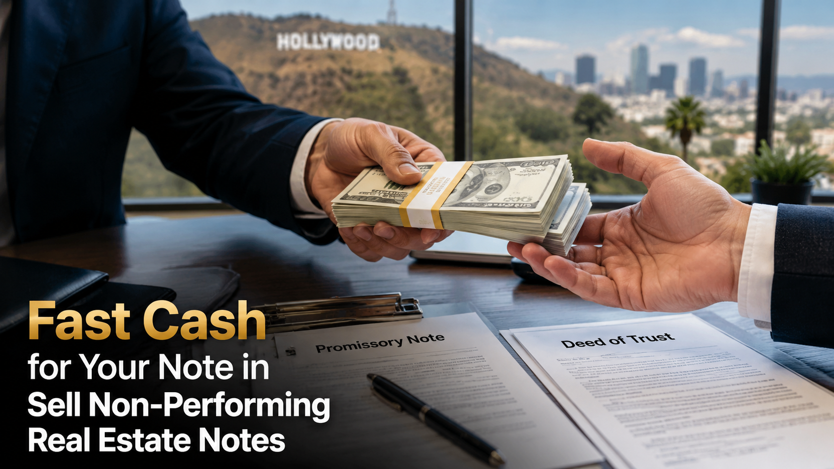 Cash exchange for promissory note and deed of trust non-performing note sale Malibu CA.