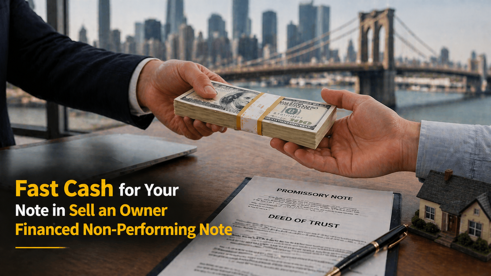 Cash exchange for promissory note and deed of trust owner financed non-performing note Malibu CA.