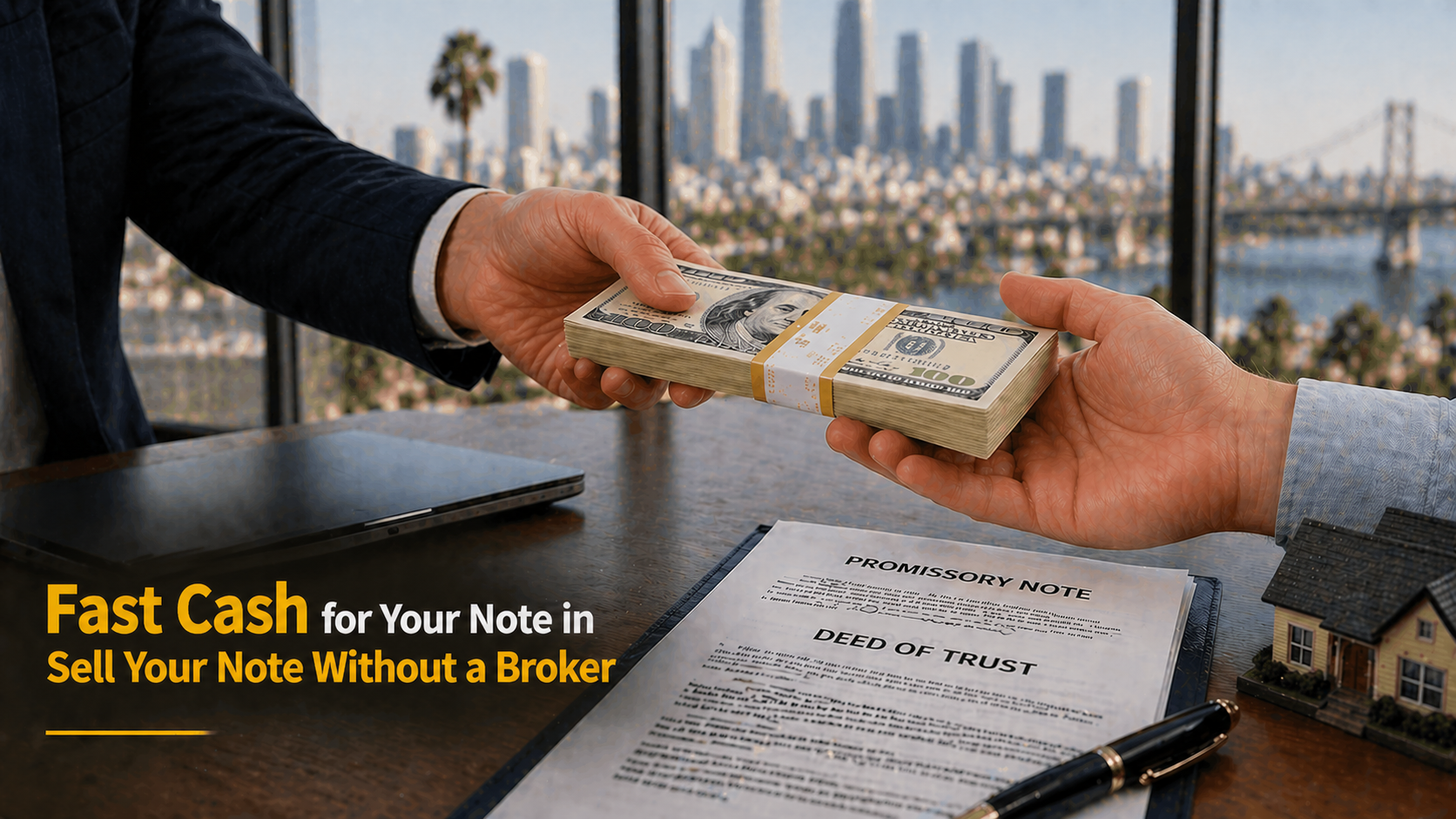 Cash exchange for promissory note and deed of trust sell note without broker Malibu CA.