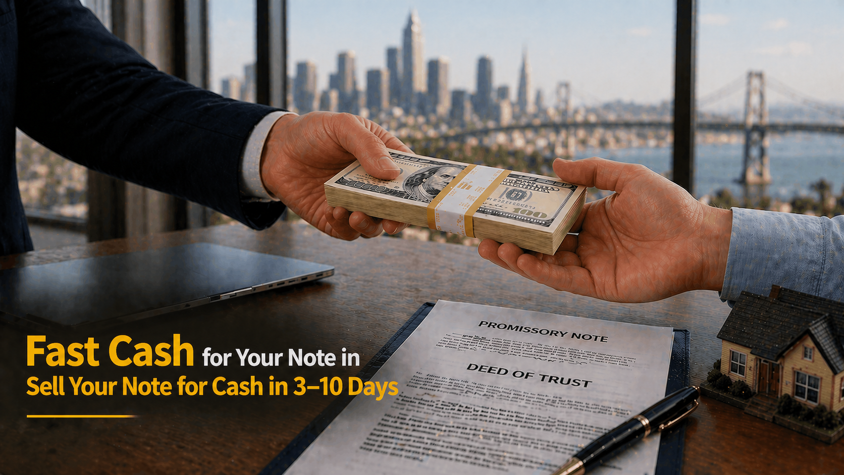 Cash exchange for promissory note and deed of trust fast sale in 3–10 days Malibu CA.