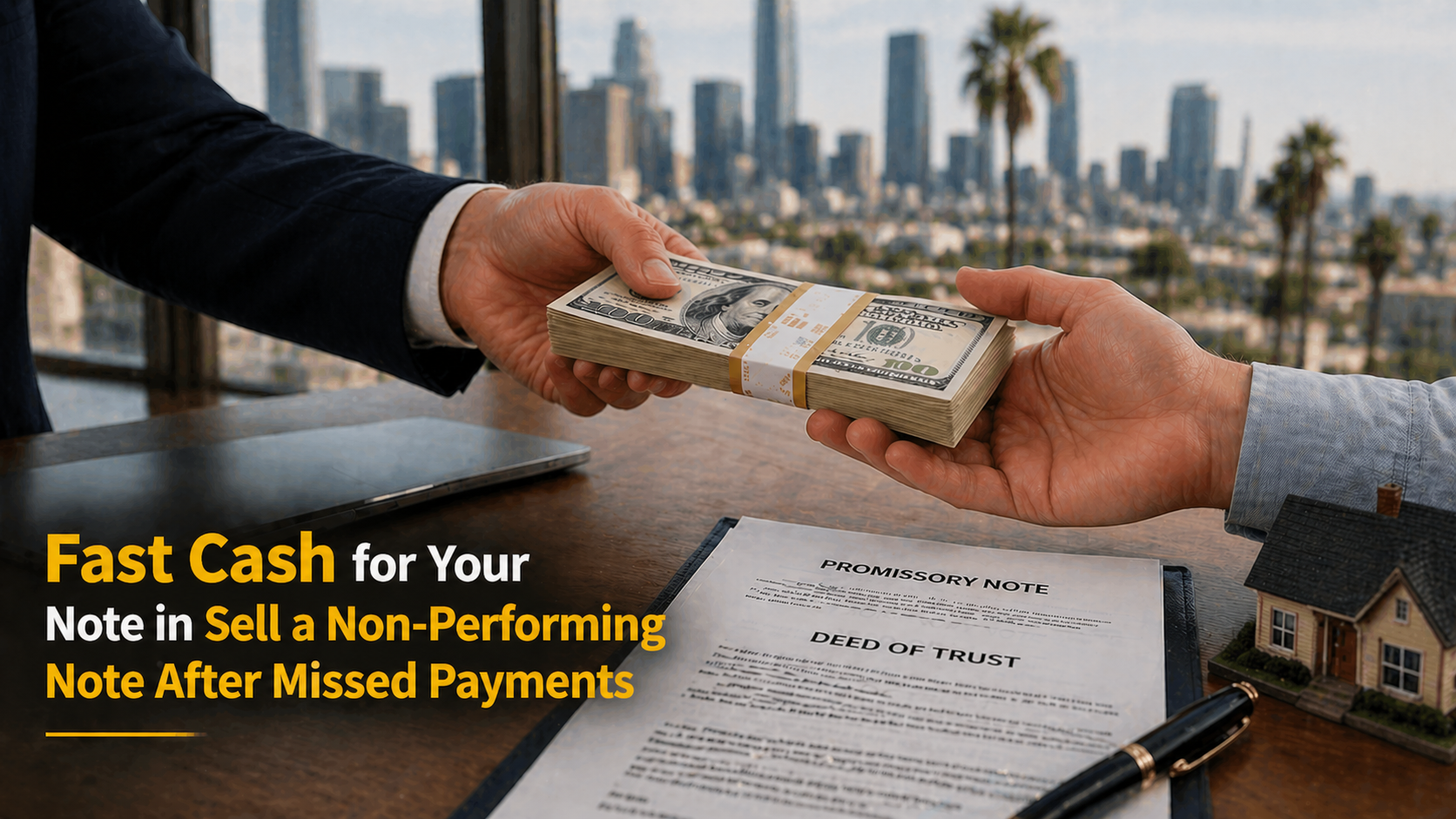 Cash exchange for promissory note and deed of trust after missed payments non-performing note Malibu CA.