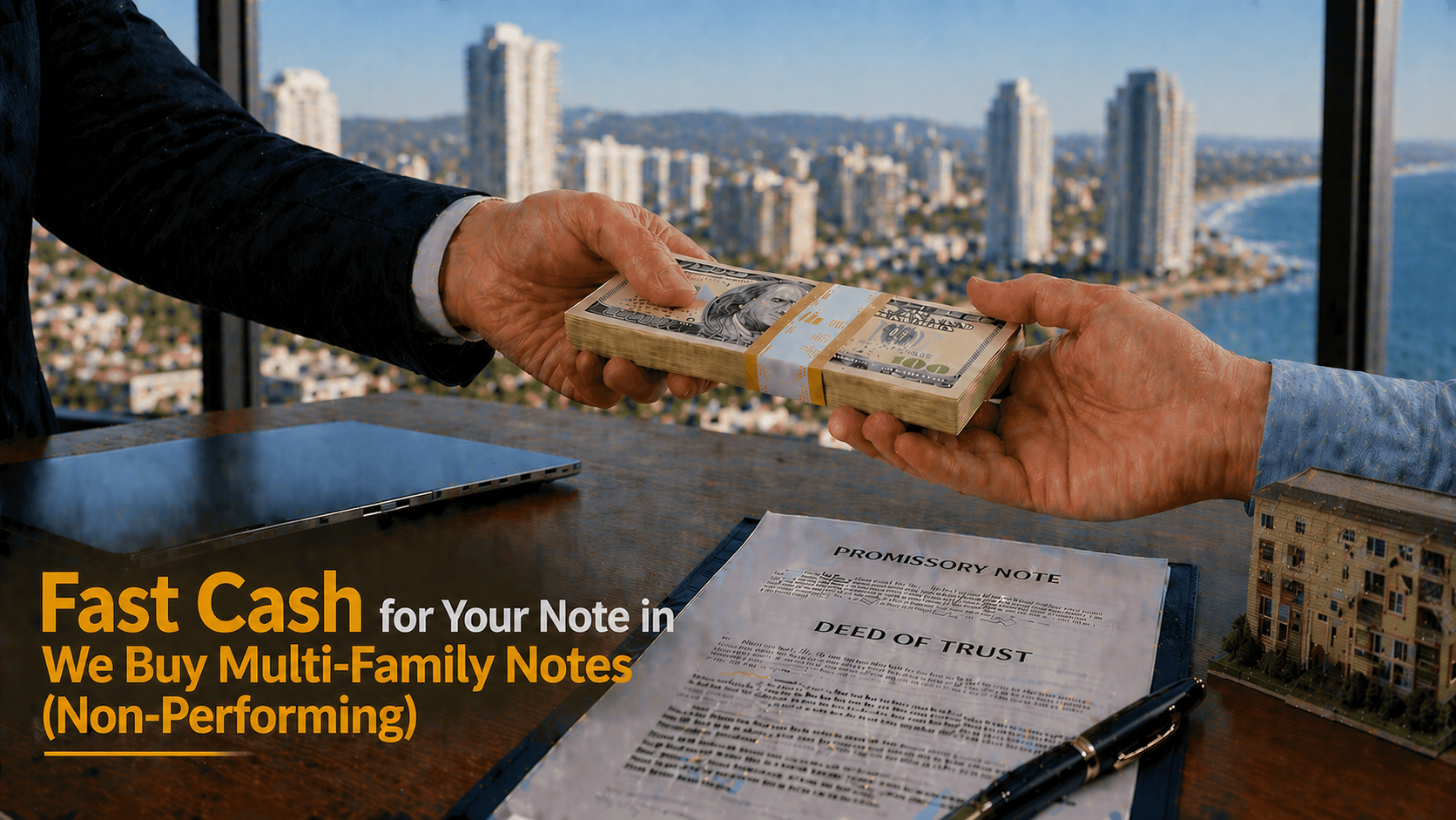 Cash exchange for promissory note and deed of trust multi-family non-performing note Malibu CA.
