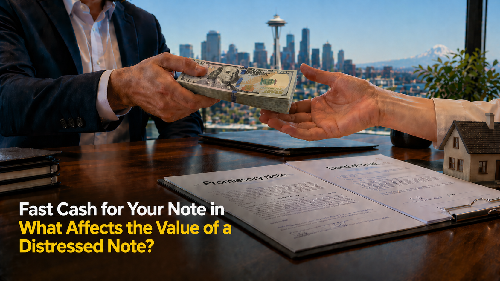 Cash exchange for promissory note and deed of trust valuing distressed note Malibu CA.