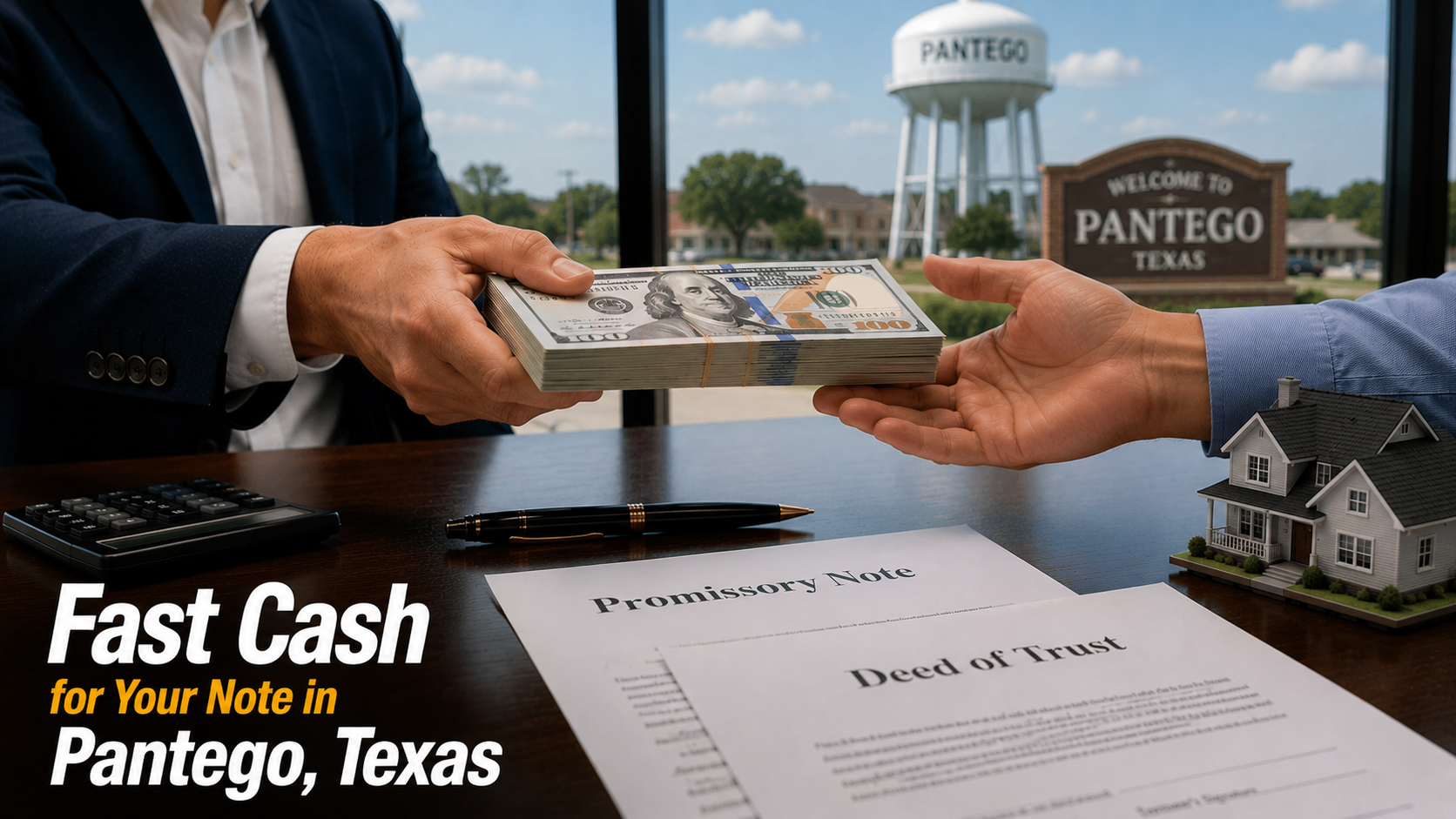 Cash exchange for a promissory note and deed of trust in Pantego, Texas with a fast cash real estate note transaction.