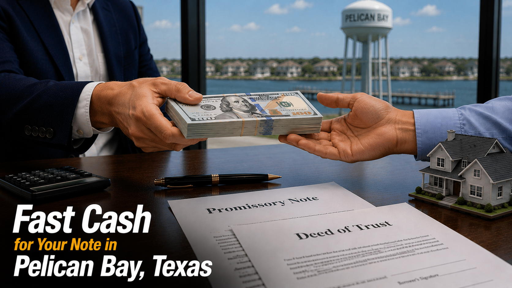 Cash exchange for a promissory note and deed of trust in Pelican Bay, Texas with a fast cash real estate note sale.